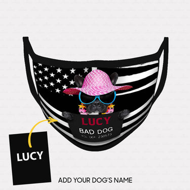 Personalized Dog Gift Idea - Bad Dog Girl Wearing Beach Hat For Dog Lovers - Cloth Mask